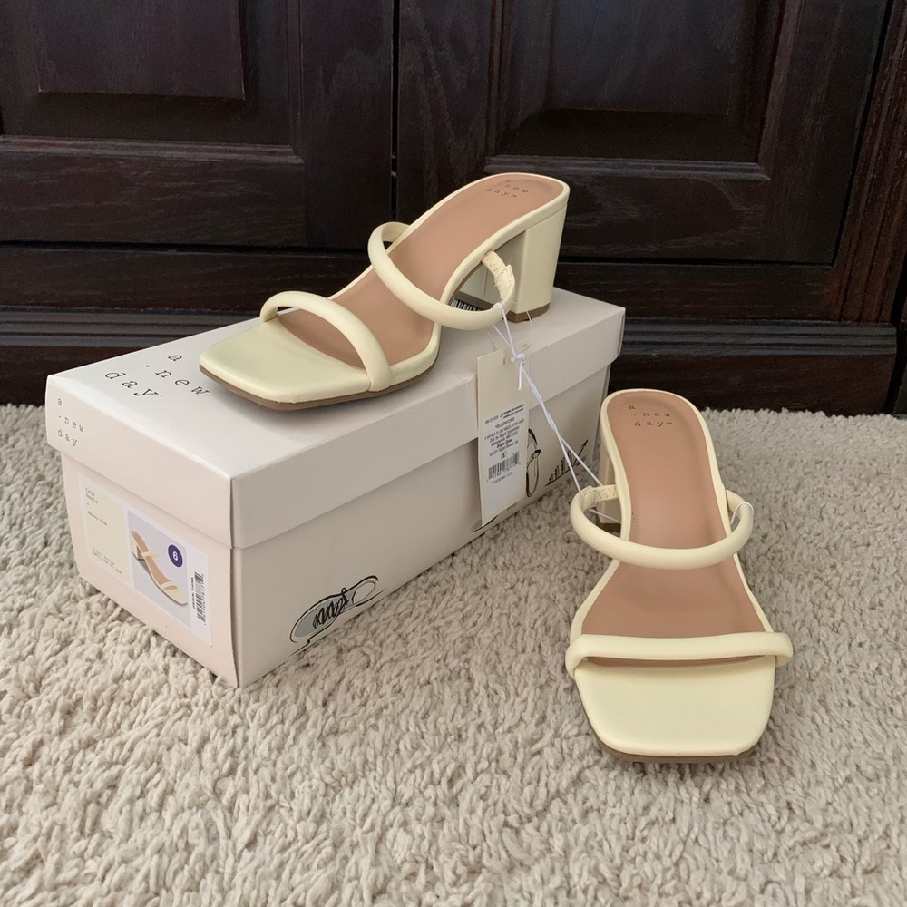 Pastel yellow cris heels.